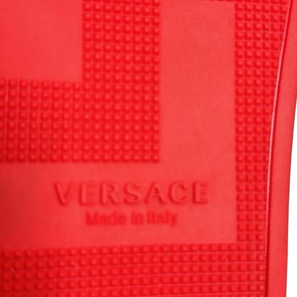 VERSACE EXCELLENT RED MEDUSA PALAZZO SLIDES SANDALS SIZE 11 / 44 MADE IN ITALY - Picture 9 of 12
